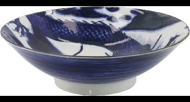 Tokyo Design Studio - Japonism Dragon Menbachi Bowl - Japanse Ramenkom - Dragon Design - 1600 ml - 25,2 x 7,7 cm - Blauw