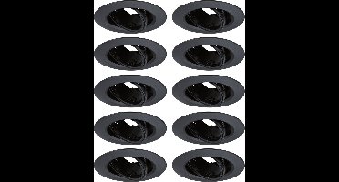 Paulmann Inbouwspot - Set van 10 - zwenkbaar - GU10 - zwart - kunststof