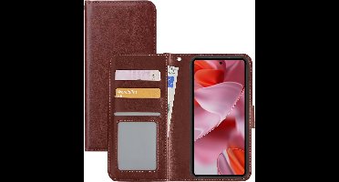 Hoesje - Met Pasjeshouder - Geschikt voor Google Pixel 9 Pro XL - Luxe Bookcase Portemonee - Flip Case - Kunstleer Book Case - Flipcase - Book Cover - Walletcase - Portemonneehoes - Bruin