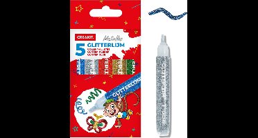 CREAKIT. Glitterlijmpennen - Glitterlijm - 10ml per pen - 5 kleuren
