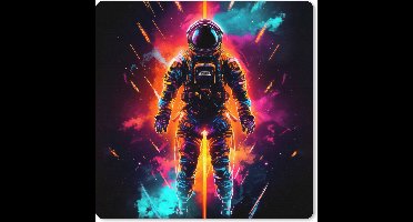 Muismat XXL 60x60 cm - Bureau onderlegger - Bureau mat Astronaut - Neon - Gaming - Ruimte - Bureaumat - Gaming mousepad xl - Bureaulegger groot - Computer deskmat - Geschikt voor Gaming Muis en Gaming PC set-up