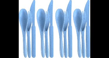 green-goose® Bio-based Bestek - 4 Sets - Blauw - Duurzaam Bioplastic Bestek voor School, Picknick, Vakantie, Camping - Vaatwasserbestendig - 100% biologisch afbreekbaar tarwegras - BPA-vrij