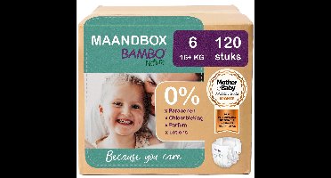 BAMBO Nature Luiers - Maat 6 (16+ kg) - 120 stuks Maandbox - 0% onnodige toevoegingen - Ideaal voor de gevoelige huid - Nordic Swan Ecolabel