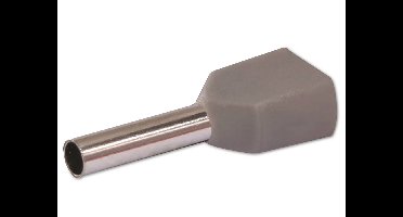 QUADRIOS dubbele adereindhuls, 22C434, 0,75 mm², grijs, deels geïsoleerd, 100 stuks