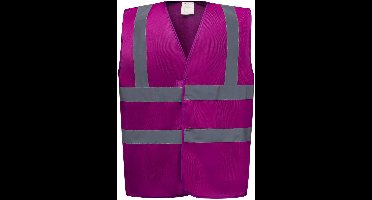 Yoko Signalisatievest met 2 Banden & Bretels YHVW100 - Raspberry - 3XL