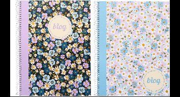 Kangaro spiraalblok - B'LOG FLOWERS - formaat A4 - met lijn - 2 stuks - AN-123876-A