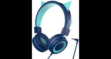 StayPowered Kattenoor Hoofdtelefoon - Ideaal voor Kinderen die van Muziek en Stijl Houden - Comfortabel - Inklapbaar - Verstelbare Hoofdband - Surround Geluid - Geschikt voor Tablets & Laptops - Blauw - Levering Sneller dan Aangegeven!