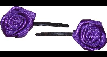 2 roosjes klein met schuifspeld paars