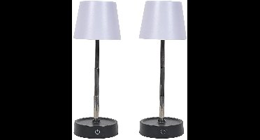 Home deco factory Oplaadbare LED tafellamp - 2x - verstelbare hoogte - touch bediening