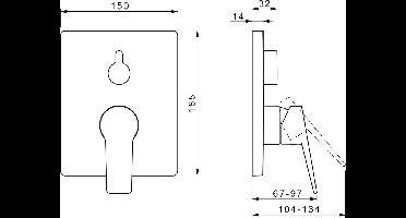 Hansa Twist - Inbouw badkraan, 2 functies, mat zwart 8984908333