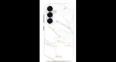 Mio by Mobilize Hoesje geschikt voor Samsung Galaxy S25 MagSafe Telefoonhoesje Hardcase | Mio by Mobilize Backcover | Geschikt voor MagSafe | Geschikt voor Draadloos Opladen met Magnetische Ring | Geschikt voor MagSafe Case - White Marble | Wit