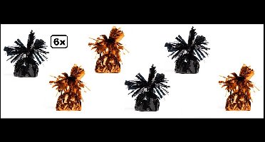 6x Ballon gewicht zwart en oranje - Tafeldecoratie thema feest ballon party festival