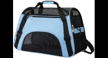 S&E Draagbare Huisdierentas – Comfortabele Crossbody Reistas voor Katten & Kleine Honden – Ideaal voor Reizen & Wandelen - 47 x 23 x 30 cm - Blauw