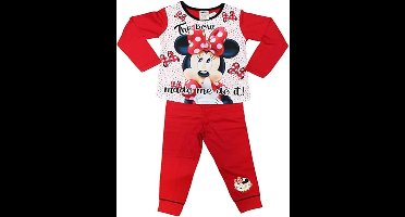 Disney Minnie Mouse - Pyjama - Rood met wit - Kinderpyjama - maat 134/140