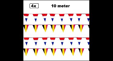 4x Vlaggenlijn landen set Belgie/ Nederland 10 meter - Sport Holland Belgie Thema feest voetbal party
