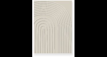 Aluminium plaat 30x40 cm - Poster - Organische lijnen - Beige - Minimalistisch - Japandi - Muurdecoratie - Wanddecoratie