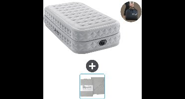 Intex Luchtbed - 1-Persoons - 99 x 191 x 51 cm - Grijs - Inclusief pomp en Hoeslaken