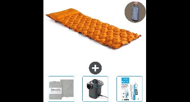 Intex Campingmat - 1-Persoons - 71 x 191 x 11 cm - Oranje - Inclusief Hoeslaken - Pomp en Reparatieset