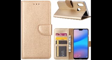 Ntech Hoesje Geschikt voor Huawei P Smart (2019) Portemonnee / Booktype hoesje / met opbergvakjes Goud