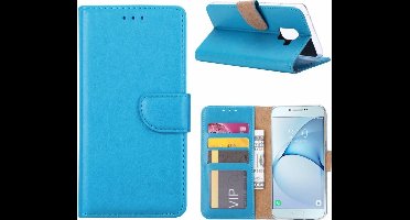 Ntech Hoesje Geschikt Voor Samsung Galaxy A6+ (2018) case Turquoise Portemonnee hoesje met opbergvakjes
