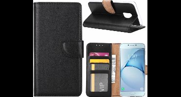 Ntech Samsung Galaxy A6 (2018) case Zwart Portemonnee hoesje met opbergvakjes