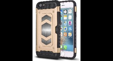 Ntech hoesje Geschikt voor iPhone 6 / 6S Luxe Armor Case met Pashouder - Goud