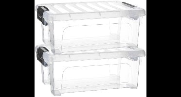 Plasticforte Multi Storage Opslagbox met deksel - 2x - transparant - 8 liter - 36 x 25 x 14 cm - kunststof - opbergdoos - opbergen
