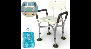 Douchekruk Inklapbaar - Douchestoel - Creme en Zwart