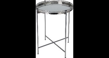 H&SDecoration-bijzettafel-metaal-zilver-47 cm hoog-diameter 36cm