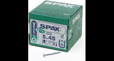 Spax Spaanplaatschroef platverzonken kop verzinkt T-Star T20 deeldraad 5.0x45mm (per 200 stuks)