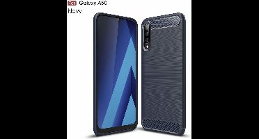 Ntech Soft Brushed TPU Hoesje Geschikt Voor Samsung Galaxy A50 - Donker Blauw