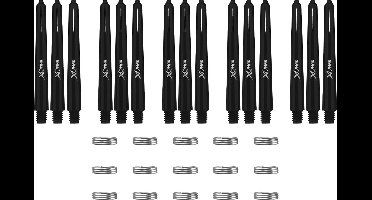 XQMax Dart Shafts - 5 Sets (15 stuks) - Inbetween - Zwart - Plus Veerringetjes - Darts Shafts
