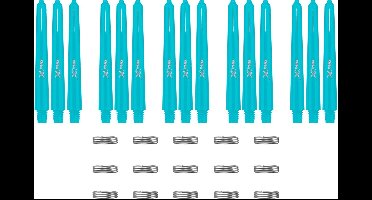 XQMax Dart Shafts - 5 Sets (15 stuks) - Inbetween - Aqua - Plus Veerringetjes - Darts Shafts