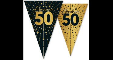2x Vlaggenlijn Abraham zwart / goud 10 meter 2 zijdig bedrukt - Verjaardag Feestje Vlag Vlaggen Versiering Slinger Feestdecoratie Decoratie