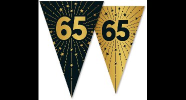 2x Vlaggenlijn 65 jaar zwart / goud 10 meter 2 zijdig bedrukt - Verjaardag Feestje Vlag Vlaggen Versiering Slinger Feestdecoratie Decoratie