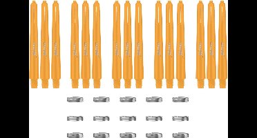XQMax Dart Shafts - 5 Sets (15 stuks) - Medium - Oranje - Plus Veerringetjes - Darts Shafts