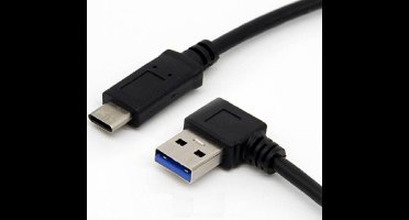 USB-C naar USB-A haaks (links) kabel - USB3.0 - tot 0,9A / zwart - 1 meter