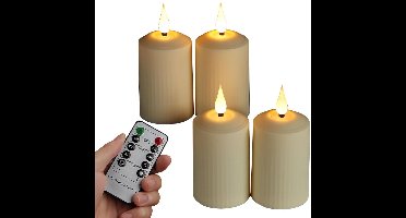 Led Kaarsen Met Afstandsbediening - Bewegende Vlam - Dimbaar - Beige