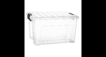 Plasticforte Multi Storage Opslagbox met deksel - transparant - 25 liter - 43 x 25 x 34 cm - kunststof - opbergdoos - opbergen