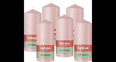 Bolsius - Gladde Stompkaarsen - 6 Stuks - Roze - 13 cm - 43 Branduren