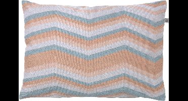 Dutch Decor FIEN - Sierkussen 40x60 cm - lichtgrijs - roze- blauw - pasteltint - streepjes - Inclusief binnenkussen