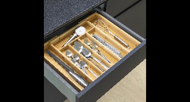 HI Bestekbak uitschuifbaar - hout - 31/48 x 37 x 6 cm - 7-vaks - 20-delig - keuken artikelen