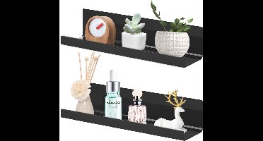 Boraboi® Stijlvol Zwevend Wandrek voor Multifunctioneel Gebruik in Elke Kamer, Set van 2, Zwart, 38 x 11 x 8 cm
