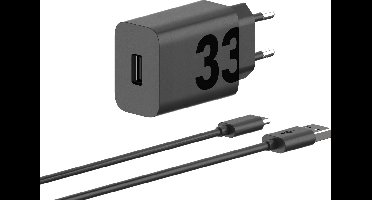 Motorola TurboPower 33W USB-A Snellader met 1m USB-C Kabel - QC3.0 Compatibel, Overlaadbeveiliging, Zwart