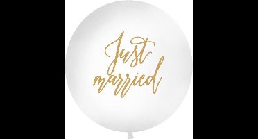 Partydeco Grote witte ballon Just married - 1m