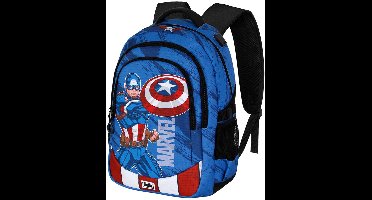 Karactermania - Marvel - Captain America Gears - Running Plus Rugzak - Handbagage Backpack met Trolley bevestiging + USB poort - Blauw