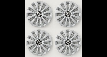 Volkswagen wieldoppen 15 inch - origineel - chroomglans / zwart / fijnzilver 5H0071455UWP