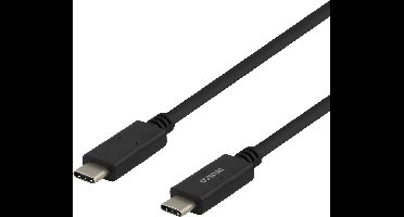 DELTACO USBC-2002M USB-C naar USB-C, 2.0 oplaadkabel, 3A, USB-IF gecertificeerd, 2 meter, Zwart