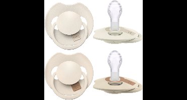 Difrax LOVI Dynamische Prime Fopspeen - 18+ Maanden - Lichtbeige & Creme - 2 Stuks