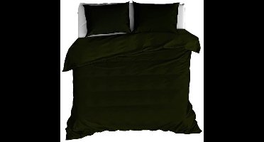 De Witte Lietaer Dekbedovertrek Olivia Kahki - 240 x 220 cm - Donkergroen - Katoen Satijn